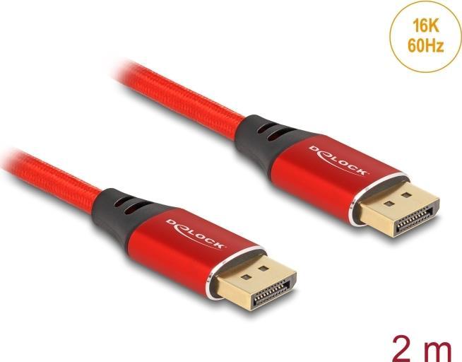 Delock Cavo DisplayPort 16K 60 Hz 2 m rosso in metallo