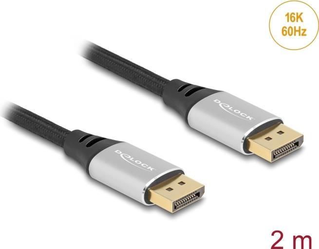 Delock Cavo DisplayPort 16K 60 Hz 2 m argento metallo