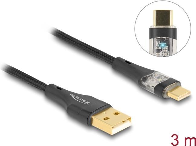 Delock Cavo USB 2.0 Tipo A maschio a USB Tipo C maschio trasparente da 3 m