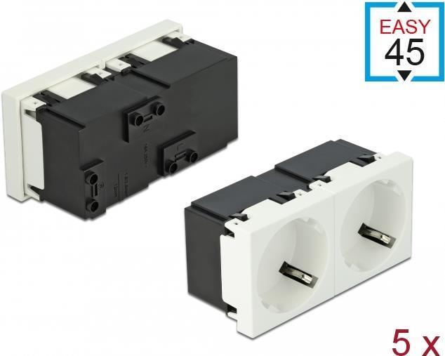 Delock Presa Easy 45 con contatto di terra doppia disposizione a 45Ã‚Â° 45 x 45 mm 5 pezzi