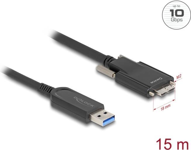 Delock Cavo ottico attivo USB 10 Gbps da tipo A a tipo Micro-B maschio da 15 m
