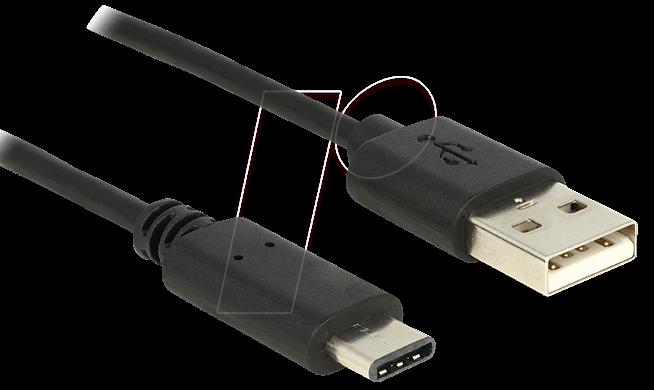 DeLOCK 0.5m, USB2.0-A/USB2.0-C cavo USB 0,5 m USB A USB C Nero (Delock - USB-kabel - USB-C til USB - 5)