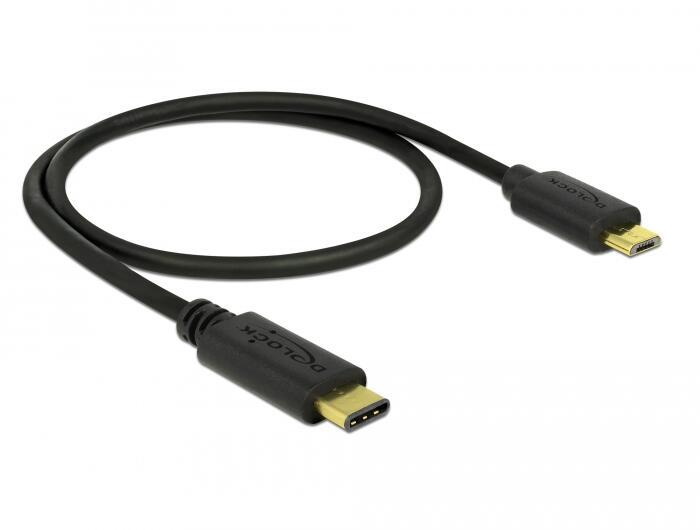 Delock Cavo USB tipo C 2.0 maschio USB 2.0 tipo Micro-B maschio 05 m nero