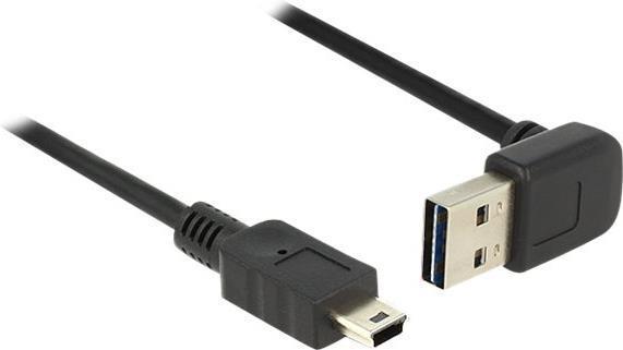 Delock Easy - Cavo USB - USB (M) su/giù angolato, reversibile a mini -USB, tipo B (M) - USB2.0 - 5,0m - nero (83545)