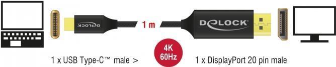 Delock Cavo USB da tipo C a DisplayPort (DP Alt Mode) 4K 60 Hz 1 m coassiale