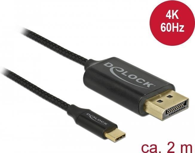 Delock Cavo USB da tipo C a DisplayPort (DP Alt Mode) 4K 60 Hz 2 m coassiale