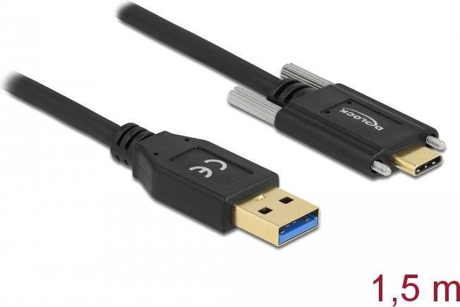 Delock Cavo SuperSpeed Ã¢â‚¬â€¹Ã¢â‚¬â€¹USB (USB 3.2 Gen 2) da tipo A maschio a USB tipo C maschio con viti