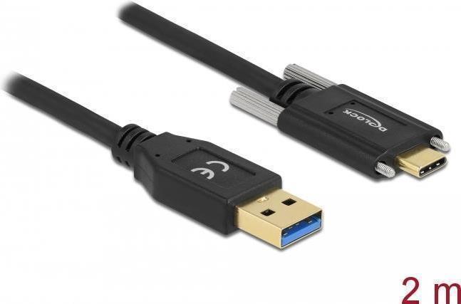 Delock Cavo SuperSpeed Ã¢â‚¬â€¹Ã¢â‚¬â€¹USB (USB 3.2 Gen 2) da tipo A maschio a USB tipo C maschio con viti