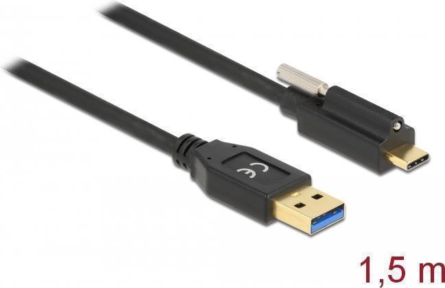 Delock Cavo SuperSpeed Ã¢â‚¬â€¹Ã¢â‚¬â€¹USB (USB 3.2 Gen 2) da tipo A maschio a USB tipo C maschio con vite