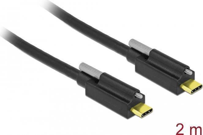 DELOCK - Cavo USB - USB -C (M) Vivi fino a USB -C (M) Vivibile - USB 3.2 Gen 2 - 3 A - 2,0m - Nero (84138)