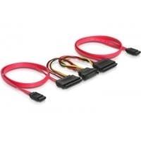 DeLOCK SATA All-in-One cable for 2x HDD cavo SATA 05 m Rosso (Delock SATA All-in-One cable - SATA-ka)