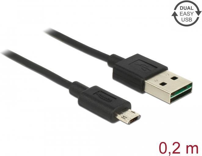 Delock Cavo EASY-USB 2.0 Tipo A maschio EASY-USB 2.0 Tipo Micro-B maschio 02 m nero