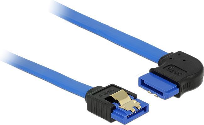 Delock - Cavo SATA - Serial ATA 150/300/600 - SATA (R) a destra -Ango a SATA (R) dritto - 50 cm - bloccato - blu (84991)