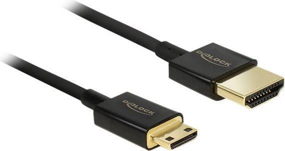 DELOCK SLIM ALTA QUALITÀ - HDMI con cavo Ethernet - Mini HDMI (M) a HDMI (M) - 25 cm - Cavo coppia attorcigliata Drefaller - B