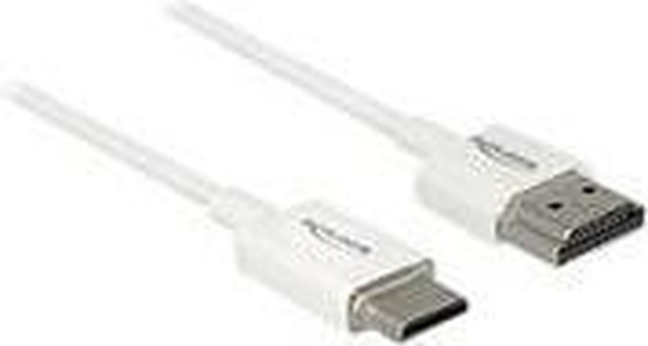 DeLOCK Slim High Quality - Cavo HDMI con Ethernet - da mini HDMI (M) a HDMI (M) - 25 cm - cavo a doppino intrecciato con tripla