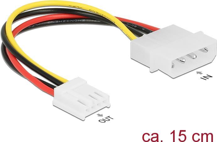 DeLOCK 4-PIN intern strÃ¸m (male) - 4-PIN mini-strÃ¸mforsyningsforbinder (female) Sort RÃ¸d Gul 15cm StrÃ¸mkabel