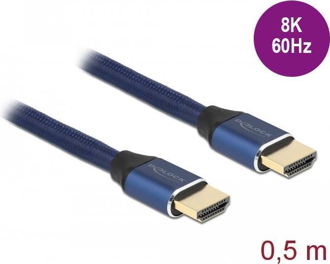 Delock Cavo HDMI ad altissima velocitÃƒÂ  48 Gbps 8K 60 Hz blu 0,5 m certificato