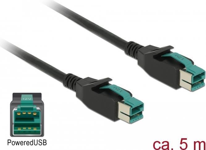 Delock - Cavo USB alimentato - USB PlusPower (12 V) (M) a USB PlusPower (12 V) (M) - 12 V - 5 M - Black