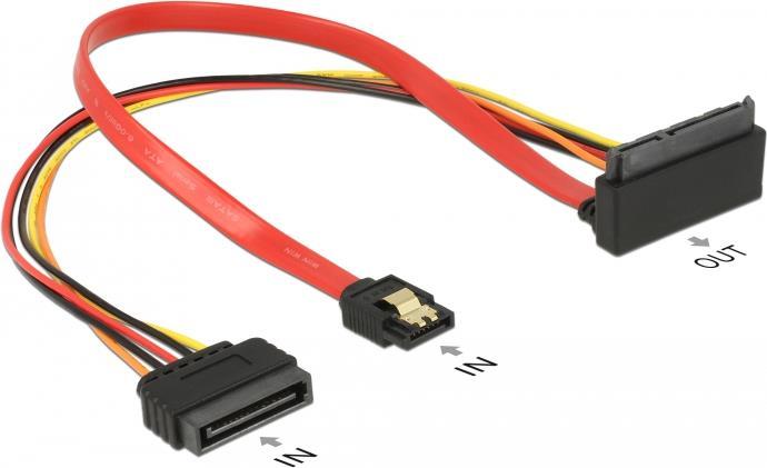 Delock - Cavo SATA - Serial ATA 150/300/600 - SATA, SATA Power fino alla combo SATA (R) angolato - 30 cm (85515)