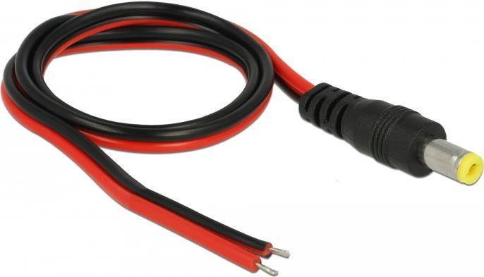 DeLOCK Strom DC jackstik 5.5 mm (ID 2.1 mm) (maschio) - Uisoleret ledning Sort Rd 50cm Stromkabel