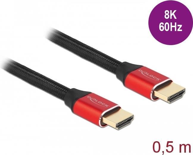 Delock Cavo HDMI ad altissima velocitÃƒÂ  48 Gbps 8K 60 Hz rosso 0,5 m certificato
