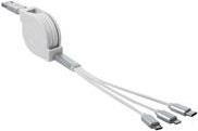 Delock Cavo di ricarica avvolgibile USB 3 in 1 per 8 pin / Micro USB / USB Type-C bianco