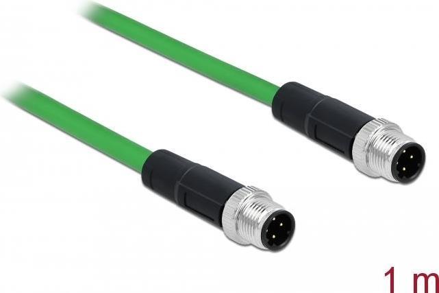 Delock - Cavo di rete - M12 (4 -pin) (M) a M12 (4 -Pin) (M) - 1,0m - SF/FTP - alogeno -pree - verde (85917)