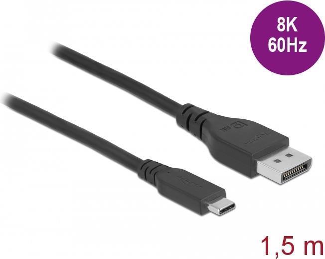 DeLOCK Cavo bidirezionale USB Type-C per DisplayPort DP Alt Mode 8K 60 Hz 15 m DP 8K certificato 8K (Delock - DisplayPort kabel