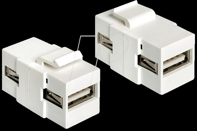 Delock Modulo Keystone USB 2.0 A femmina USB 2.0 A femmina bianco