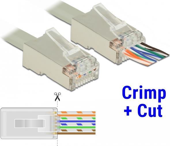 Delock Spina RJ45 a crimpare+tagliare Cat.6 STP 20 pezzi.