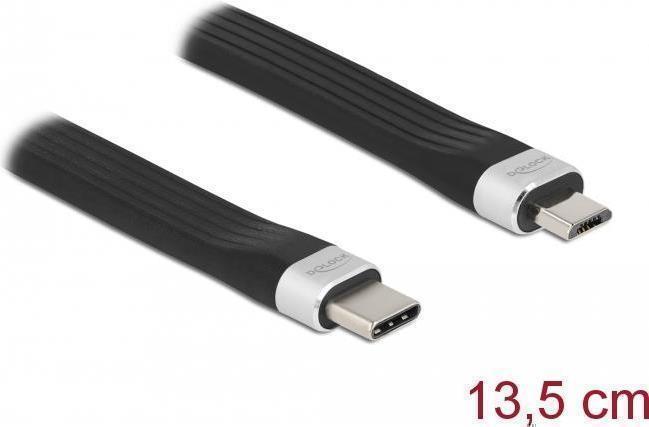 Delock Cavo a nastro FPC USB 2.0 da USB tipo C a USB tipo Micro-B 13,5 cm PD 3 A