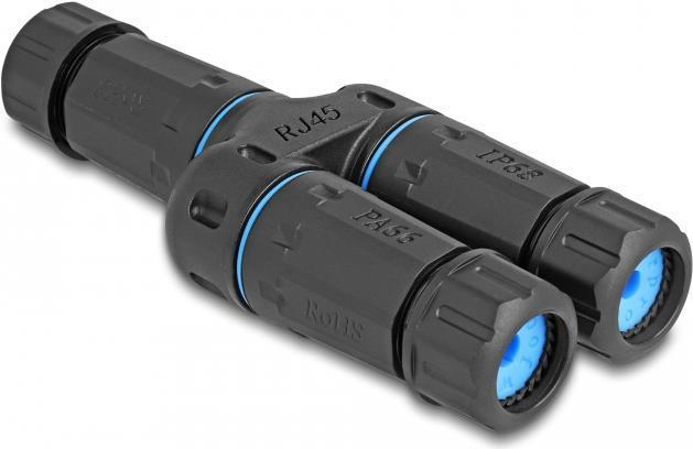 Delock connettore del cavo jack RJ45 a 2 jack RJ45 Cat.6A impermeabile
