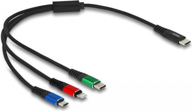 Delock Cavo di ricarica USB 3 in 1 da USB Type-C a Lightning / Micro USB / USB Type-C 30 cm