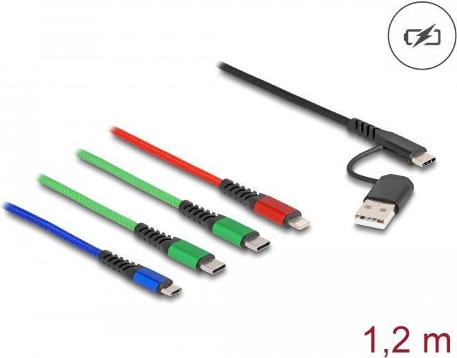 Delock Cavo di ricarica USB 4 in 1 USB Tipo-A da USB-C a Lightning / Micro USB / 2 x USB Tipo-C 1,20 cm