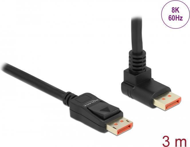 DeLOCK Cavo DisplayPort da maschio diritto a maschio 90Â° angolato vers l'alto 8K 60 Hz 3 m (Delock - DisplayPort kabel - Dis