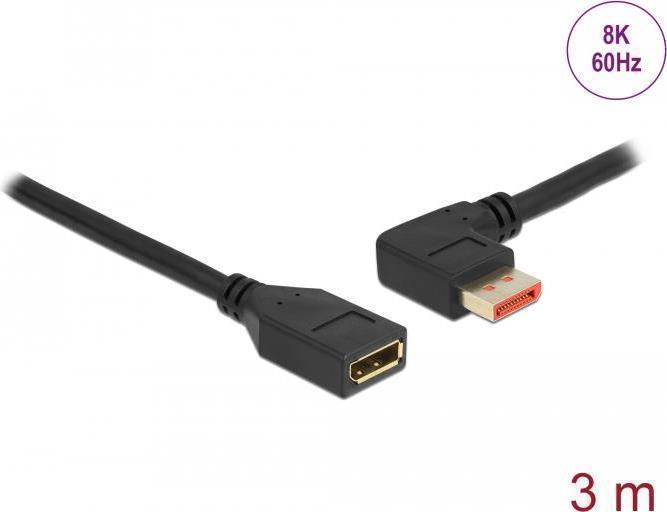 DELOCK - Cavo di estensione DisplayPort - DisplayPort (M) angolato a DisplayPort (W) - DisplayPort 1.4 - 3.0m - Supporta 8K 60