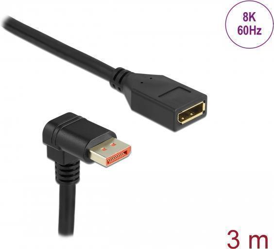DELOCK - Cavo di estensione DisplayPort - DisplayPort (M) angolato su DisplayPort (W) - DisplayPort 1.4 - 3.0m - Supporta 8K 60