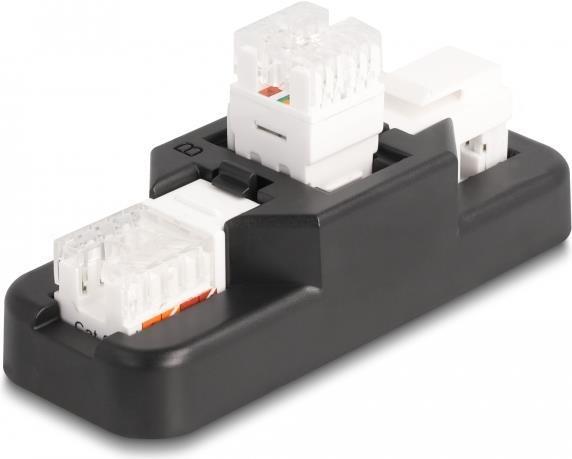 Delock Set Keystone LSA con staffa di supporto RJ45 / RJ11 Cat.6 nero (87104)