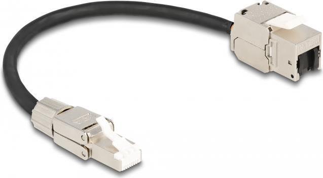 Delock Cavo RJ45 plug-in da assemblare al modulo Keystone RJ45 jack Cat.6A 25 cm
