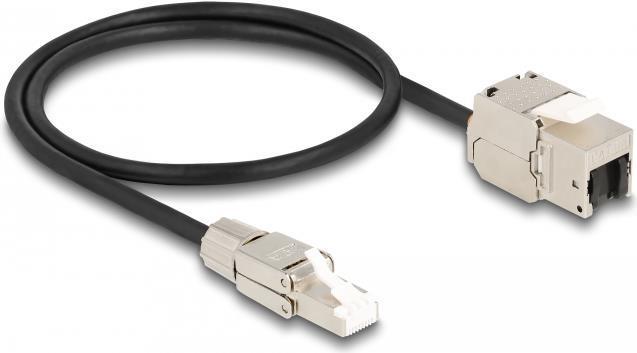 Delock Cavo RJ45 plug-in da assemblare al modulo Keystone RJ45 jack Cat.6A 50 cm