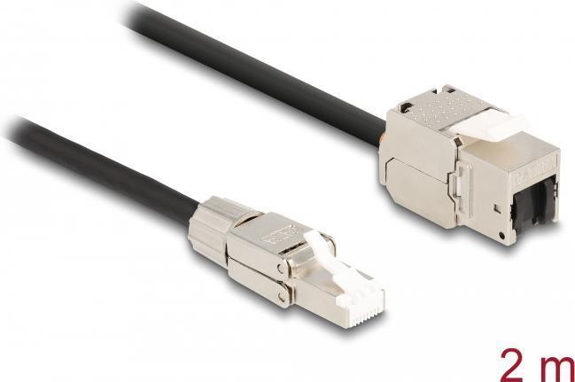 Delock Cavo RJ45 assemblato sul campo al modulo Keystone Jack RJ45 Cat.6A 2 m