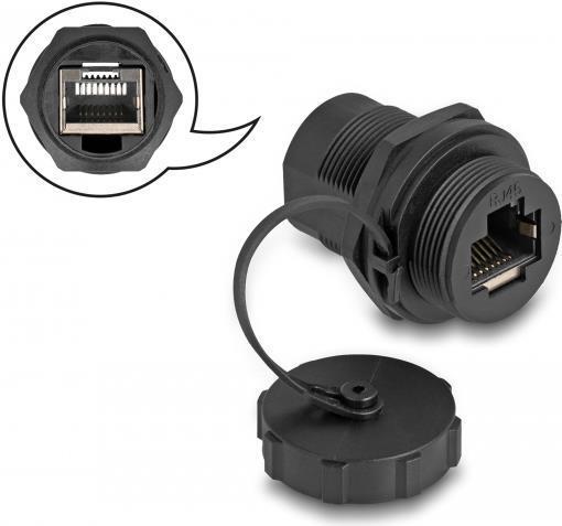 Delock Giunto RJ45 Cat.6A con tappo di tenuta IP67 resistente alla polvere e all'acqua
