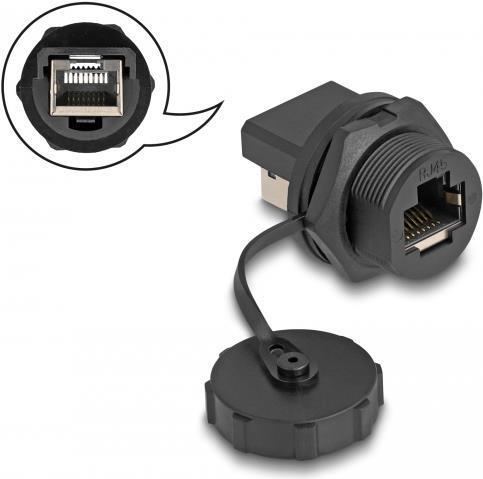 Delock Giunto RJ45 Cat.6A con tappo di tenuta per l'installazione IP67 resistente alla polvere e all'acqua