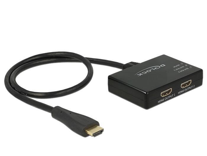 Eingang 1x HDMI-A 19 Pin Stecker 1x DC 35x135mm 5V Stromanschluss Ausgang 2x HDMI-A 19 Pin Buchse High Speed HDMI Spezifikati