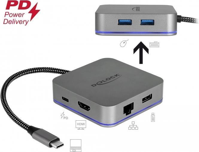 DeLOCK 87742 docking station per dispositivo mobile Tablet Grigio (Delock USB Type-C Docking Station for)