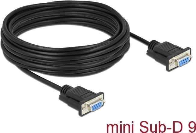 Delock - Kabel Serial - DB -9 (W) a DB -9 (W) - 10,0m - viti del pollice, contatti touch -Gold - Nero (87783)