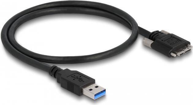 DELOCK - Cavo USB - Tipo A (M) a Micro -USB Tipo B (M) - USB3.0 - 50 cm - Viti pollici - Nero (87798)