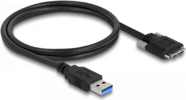 DELOCK - Cavo USB - Tipo USB A (M) a Micro -USB Tipo B (M) - USB3.0 - 1,0m - VITE THUMBS - NERO (87799)