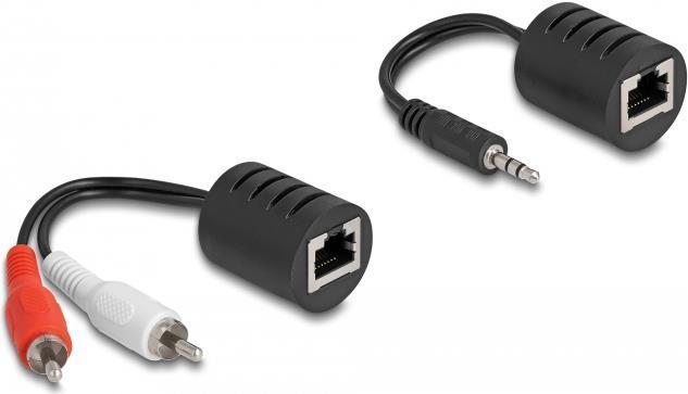 Delock Estensore audio stereo Jack RJ45 a spina jack da 3,5 mm Jack RJ45 a 2x spina cinch Cat.5 fino a 50 m