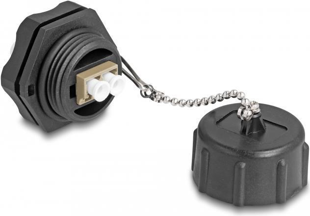 Delock Presa da pannello FO LC duplex a LC duplex con tappo di chiusura multimodale IP68 resistente alla polvere e all'acqua
